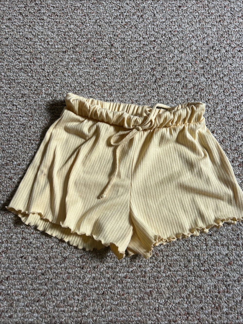 NWOT Altar'd State Pale Yellow Ribbed Lounge Shorts